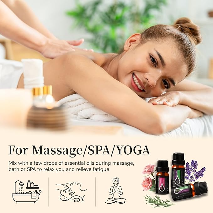 Essential Oils Set, 20 x 10ML Essential Oil Gift for Diffuser, Massage, Humidifiers, Sleep, Refreshing, Cars & Home Products, Eucalyptus, Lavender, Peppermint, Tea Tree More Aromatherapy Oil