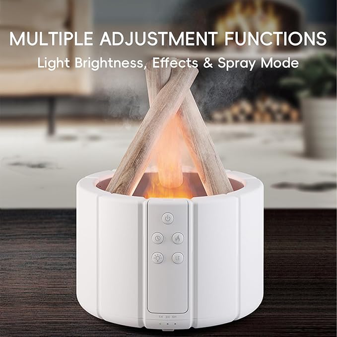 YALEDI Campfire Flame Fire Diffuser, Bonfire Aromatherapy Essential Oil Diffuser, 250ml Wood Cool Mist Humidifier for Home,Bedroom,Office, Remote Control, Auto Shut-Off, Night Light, Gift (Black)