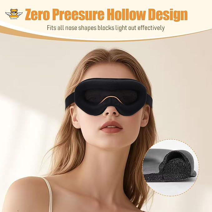 100% Light Blocking Sleep Mask Set, Only 0.73oz Light Comfortable 3D Contoured Memory Foam, Blink Freely Eye Masks for Sleep, Travel, Nap, for Women, Purple