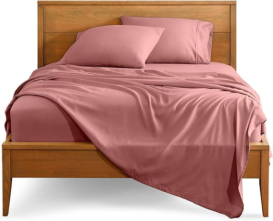 Bare Home Full XL Sheet Set - 1800 Ultra-Soft Microfiber Full Extra Long Bed Sheets - Double Brushed - Deep Pockets - Easy Fit - 4 Piece Set - Bedding Sheets & Pillowcases (Full XL, Dusty Rose)