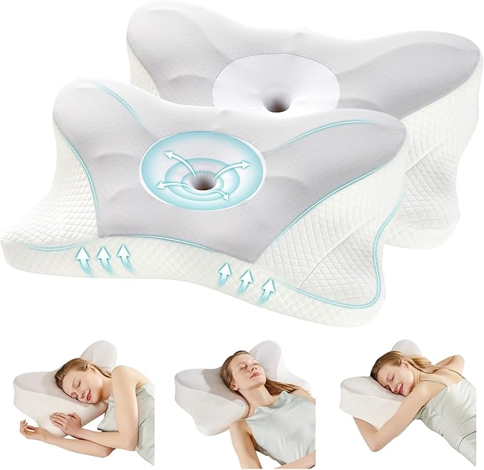 OLIXIS Cervical Neck Pillow for Pain Relief, Ergonomic Memory Foam Pillows for Sleeping, Cooling Side Sleeper Pillow for Neck Support, Contour Pillow Orthopedic Bed Pillow for Back Stomach Sleepers