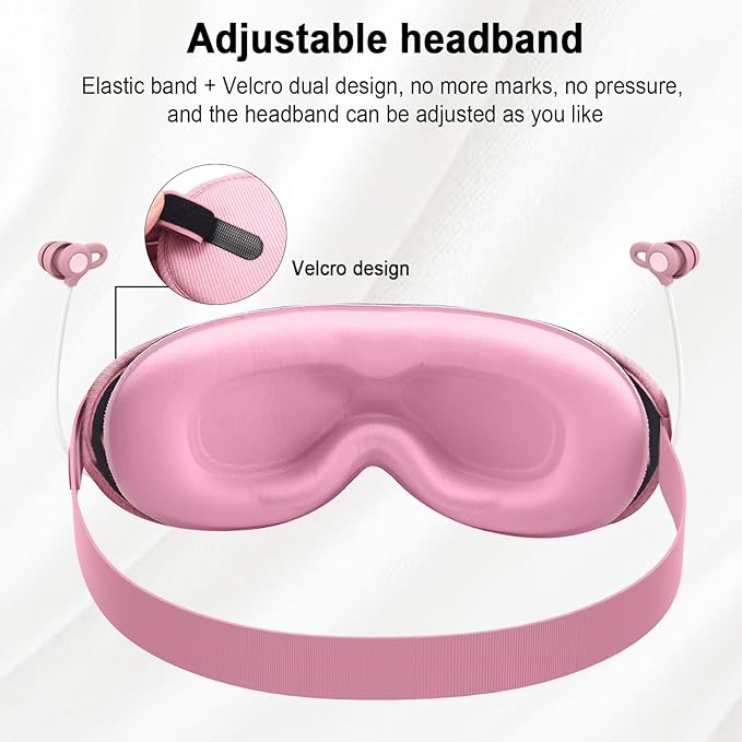 3D Sleep Mask with Bluetooth Headphones, Sleeping Earbuds with HD Mic, Sleep Eye Mask for Side, Zero Eye Pressure, Blackout Eye Mask for Sleep Travel, Elastic Band Eye Masks, for Men Women Gifts,Pink