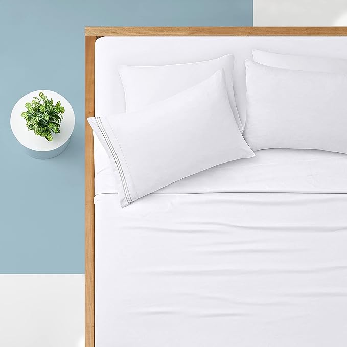 Manyshofu Extra Deep Pocket Twin Sheets Set - Hotel Luxury 1800 Thread Count Sheets & Pillowcases - Kids Bedding Set up to 24" Mattress - Pure White Bed Sheets 18-24 Inch Deep Pockets - 3 Piece
