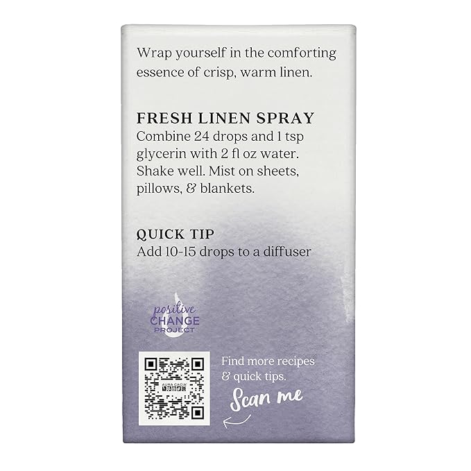 Aura Cacia Linen Essential Oil Blend, Boxed 0.25 fl. oz. - Light Aroma, No Synthetic Fragrances