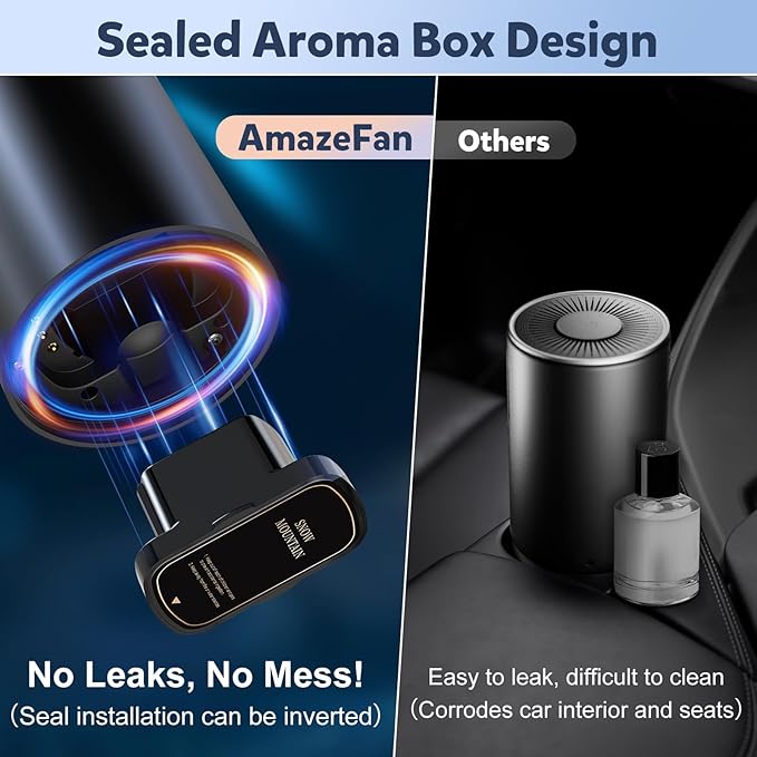 2025 Upgraded Smart Car Air Freshener Diffuser, New Car Smell Air Freshener Long Lasting, Auto On/Off, Adjustable Modes, Car Scent with 8 Ambient Lights, Car Diffusers for Essential Oil-Sea Breeze