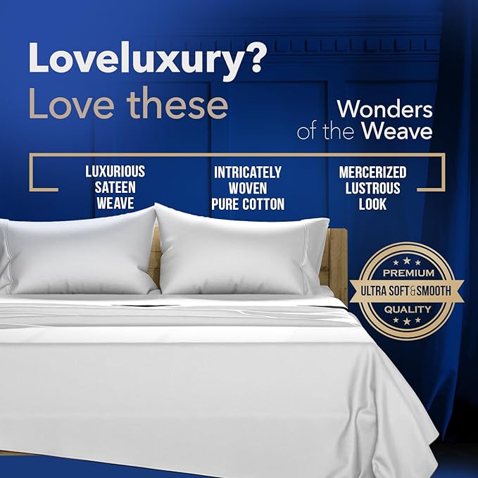 TEXAS LINEN CO. Luxury Egyptian Cotton King Silver Pillow Cases Set of 2-1000 Series Lonestar Lovin' Collection Pillowcases for Sleeping, Cooling Pillow Cover, Extra Long Staple Hotel Pillow Cases