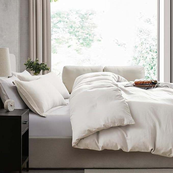 Nestl Off White Duvet Cover King Size - Soft Double Brushed King Duvet Cover Set, 3 Piece, with Zipper Closure, 1 Duvet Cover 104x90 inches and 2 Pillow Shams