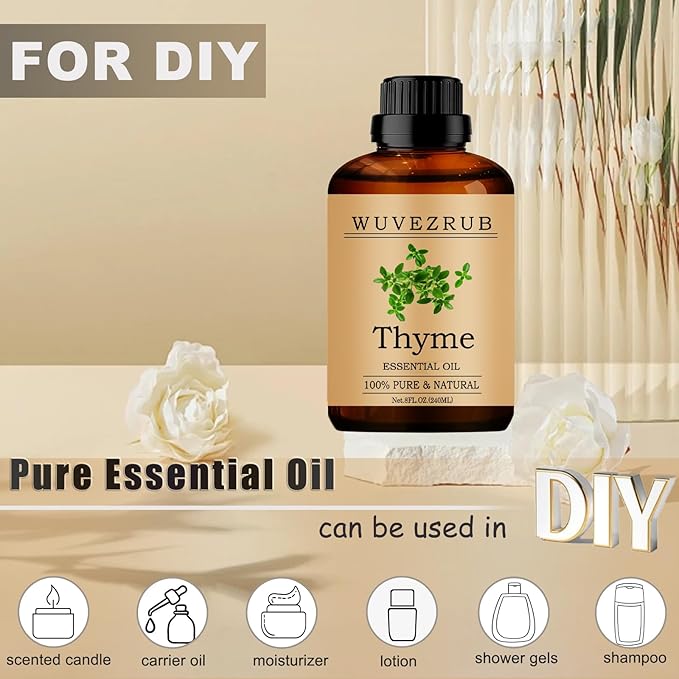 Thyme Essential Oil, 240ML Pure and Natural for Aromatherapy Diffuser - 8 Fl Oz