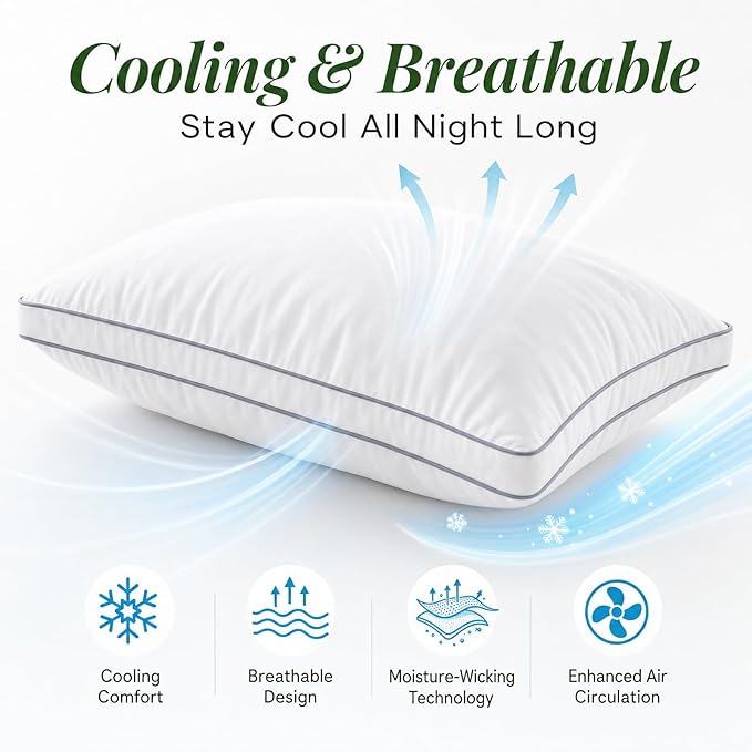 Goose Down Pillow, King Size Set of 1 with 3-Layer Design, Hotel Down Bed Pillow for Side, Back, and Stomach Sleepers, Soft 600 Thread Count Cotton Cover–Luxury Hotel Pillows Quality(19" x 35")