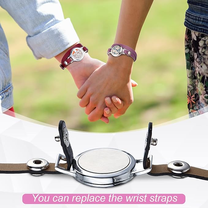 Bonuci 2 Pcs Essential Oil Diffuser Bracelet Gift for Mother's Day Aromatherapy Fragrance Locket Bracelet Adjustable with 6 Replacement Leather Band and 18 Refill Pad for Women Wife Friend Birthday