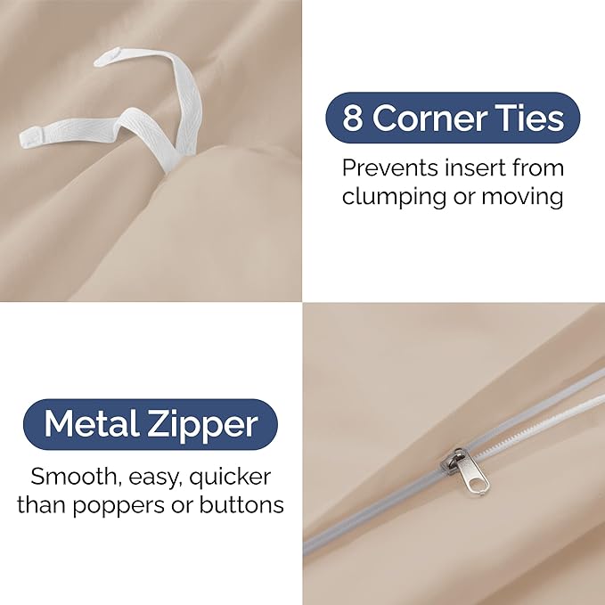 Duvet Cover Full Size Set - Extra Soft Full Duvet Cover 80" x 90" with 2 Pillow Shams - Hotel Luxury, Easy Care and Fade Free w/ Zipper Closures & Ties - All Season, Comfy, Cozy & Breathable (Cream)