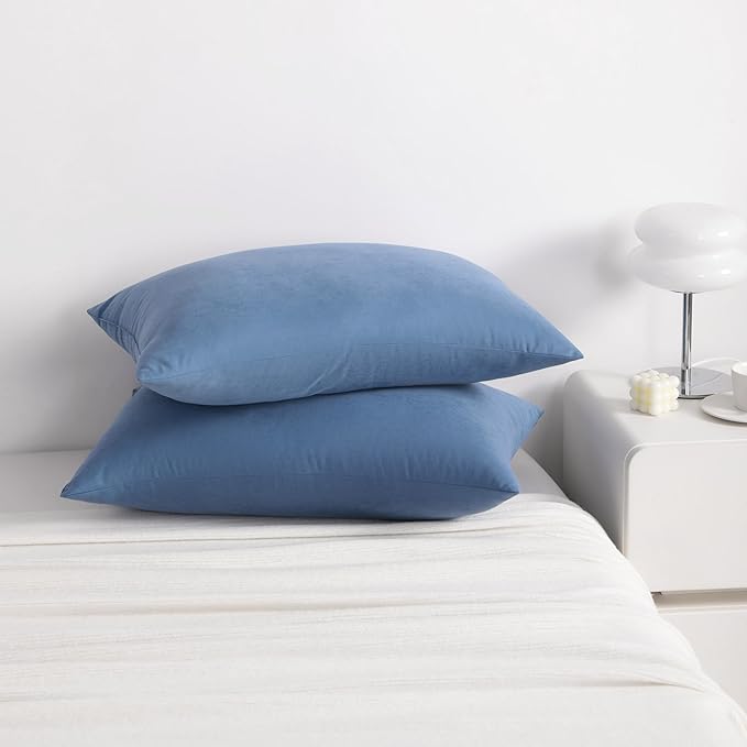 NTBAY Down Alternative Bed Pillows, Standard Size Set of 2, Machine Washable Soft Pillows for Back, Stomach or Side Sleepers, Soft Hotel Collection Pillow for Sleeping, Denim Blue