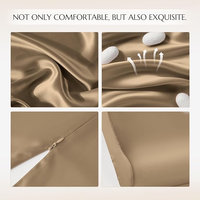 THXSILK 19 Momme 100% Mulberry Silk Pillowcase for Contour Memory Foam Pillow, Contour Pillow Case Cover, Cervical Pillow Case, Pack of 1(Taupe, 21"x14.5"x4.9"/4.2")