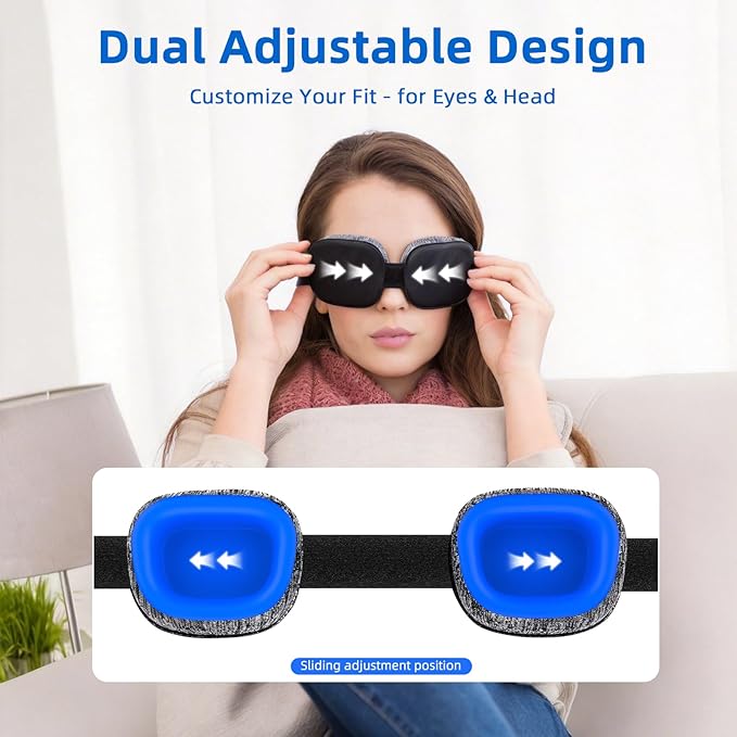 Sleep Mask for Dry Eyes, Moisturizing Blackout Dry Eye Mask with Removable Silicone Cups, Soft Adjustable Comfortable for Travel & Night Sleep