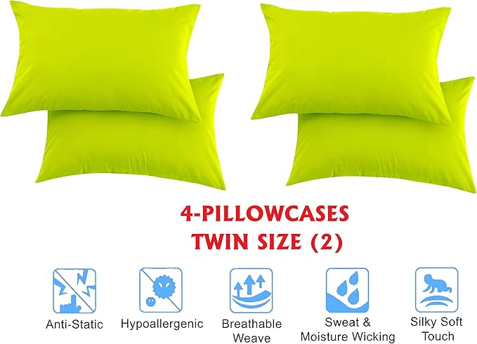 Elegant Comfort Luxury Soft Bed Sheets 1500 Premium Hotel Quality Microfiber Softness Wrinkle and Fade Resistant (6-Piece) Bedding Set, King, Neon Green
