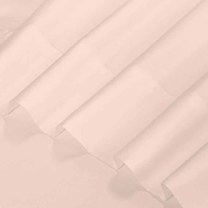 ROYALE LINENS Bamboo Viscose Queen Sheet Set - Cooling Bed Sheet Set - 1 Fitted, 1 Flat & 2 Pillowcase - Fits Up to 16" - Organic Viscose Derived from Bamboo - Bedding Sheet Set (Queen, Morganite)