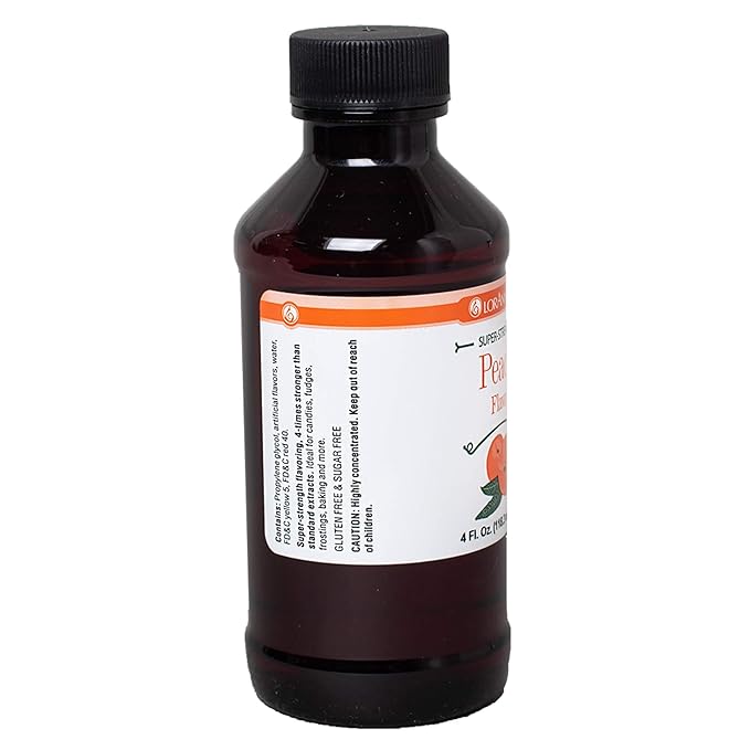 LorAnn Oils Super Strength Flavoring - Used For Candy Making, Flavoring Extracts, Baking, Hard Candy, and Flavor Oils - Bold, Natural Flavors 4X Stronger Than Extracts - Peach, 4 fl oz