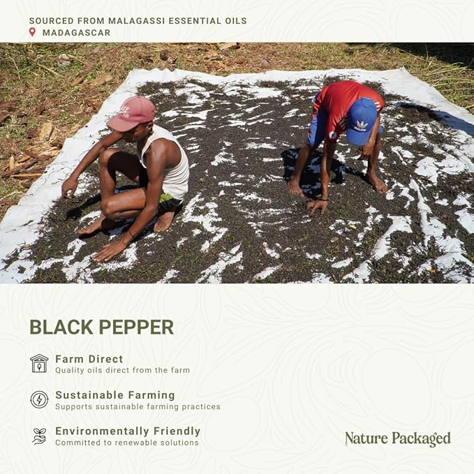 Black Pepper Essential Oil - Direct from Madagascar Farms - Steam Distilled - Aceite Pimienta Negra for Aromatherapy, Massage, Diffuser, DIY Candle and Soap Making - 2lbs