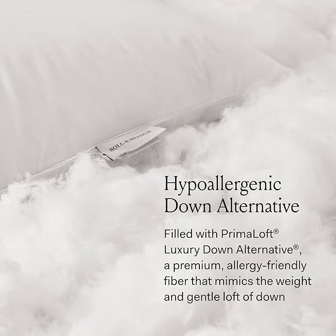 BOLL & BRANCH Down Alternative Pillow - Firm, King - Cooling Shell - Hypoallergenic Primaloft Luxury Down Alternative Fill - Superior Support