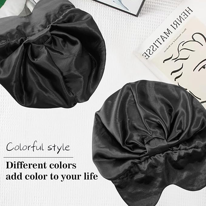 2-in-1 Satin Sleep Bonnet with Eye Mask for Women –Silk-Lined Hair Bonnet for Sleeping, Adjustable, Anti-Frizz for Curly Hair