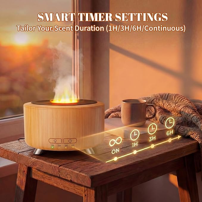Essential Oil Diffuser for Home, 500 Aromatherapy Diffuser Oil Machine for Office Room Yoga, Aroma Diffuser with Auto-Off Function, 9 Colors LED Night Light, Light Wood