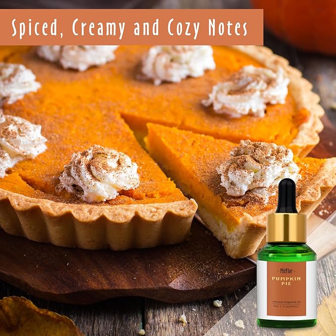 Pumpkin Pie Fragrance Oil, MitFlor 30ml Diffuser Essential Oil for Home, Large Size Premium Fragrance Oil for Soap & Candle Making, Warm Holiday Scents for Christmas