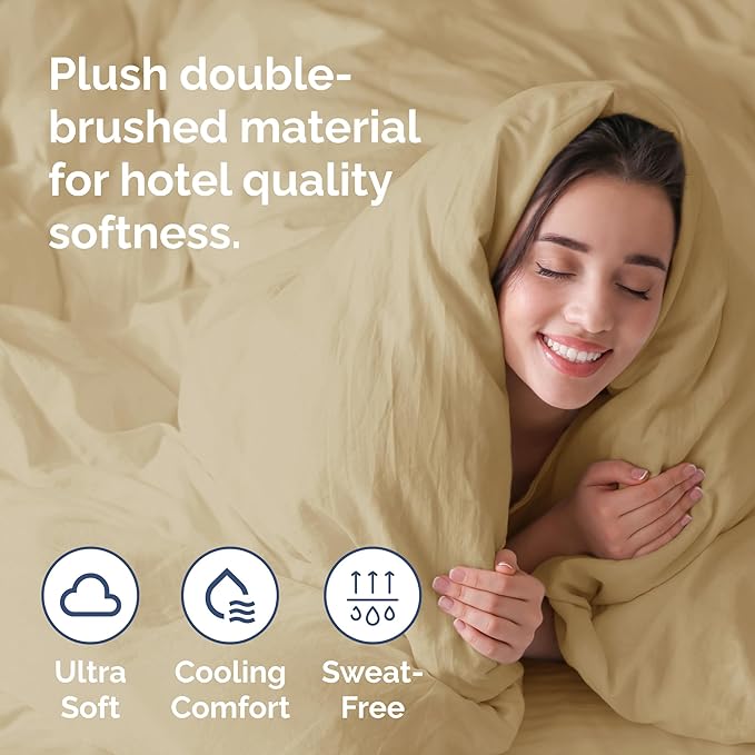 Duvet Cover Cal King Size Set - Extra Soft Cal King Duvet Cover 104" x 98" with 2 Pillow Shams - Hotel Luxury, Easy Care & Fade Free with Zipper Closures & Ties - Comfy, Cozy and Breathable (Beige)