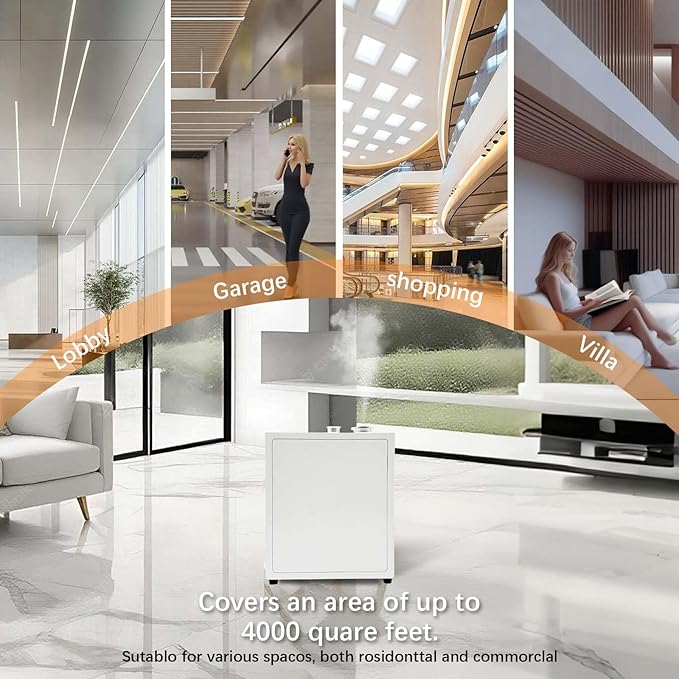 4000 Sq.Ft HVAC Smart Scent Diffuser for Home All-Metal Material. Suitable for Large residences, Hotels or Offices. Capacity 500 ml. Supports Bluetooth APP Control.