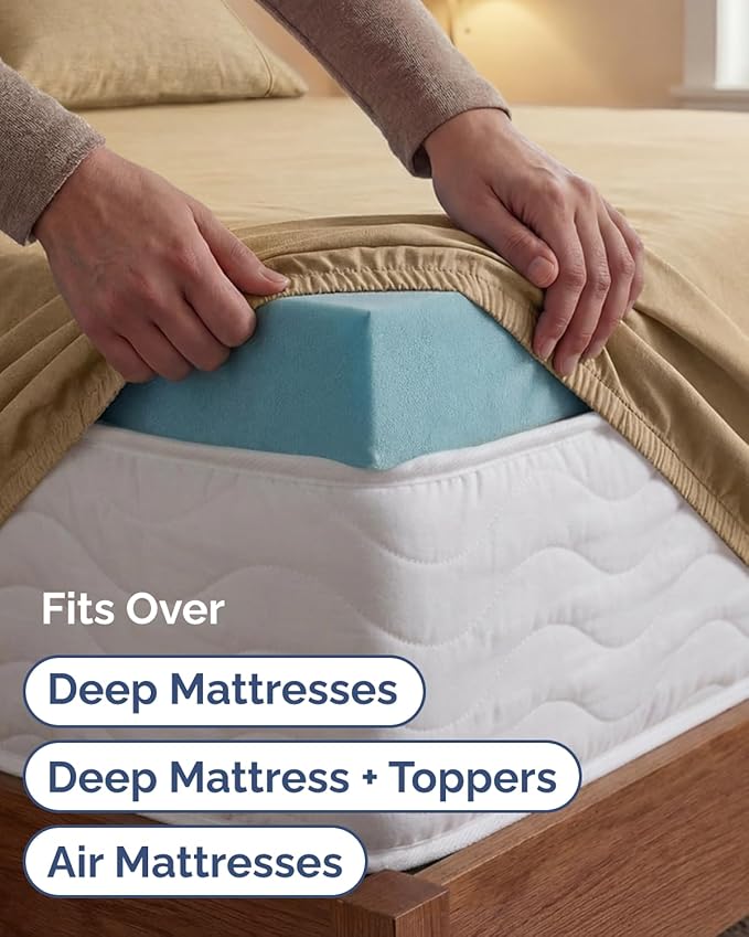 Extra Deep Twin XL Sheet Set - 3 Piece Breathable & Cooling Bed Sheets - Easily Fits 18 to 24 inch Mattress - Soft, Wrinkle & Fade Free with Extra Deep Pockets - Hotel Luxury Bedding - Heathered Tan