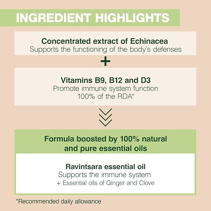 Pranarom - Aromaboost Immunity Herbal Supplement - Black Cumin, Echinacea, Vitamins B9, B12, D3, Pure Ravintsara Essential Oil for Immune Support - 60 Capsules