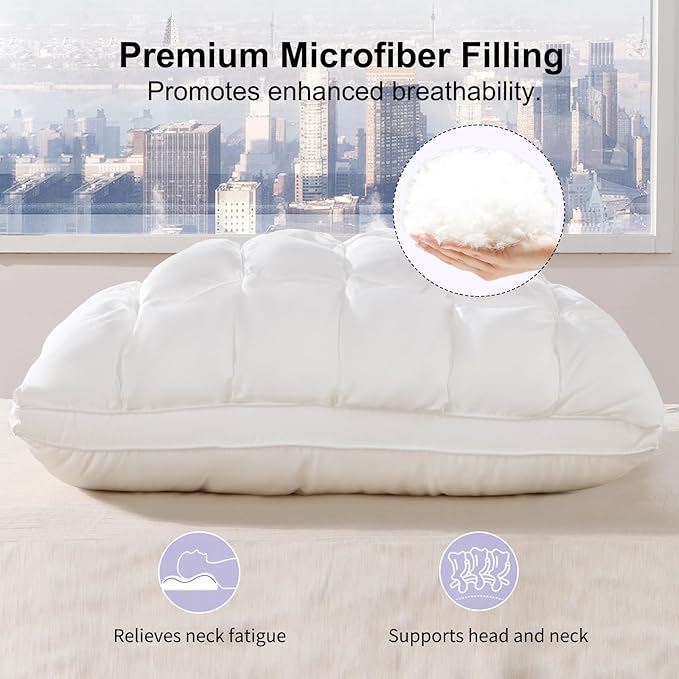 YOUR MOON Pillows Queen Size Set of 2, Soft Support Queen Pillows 2 Pack for Bed, Fluffy Down Alternative Pillow, Luxury Hotel Gel Pillow for Side Sleeping (White)