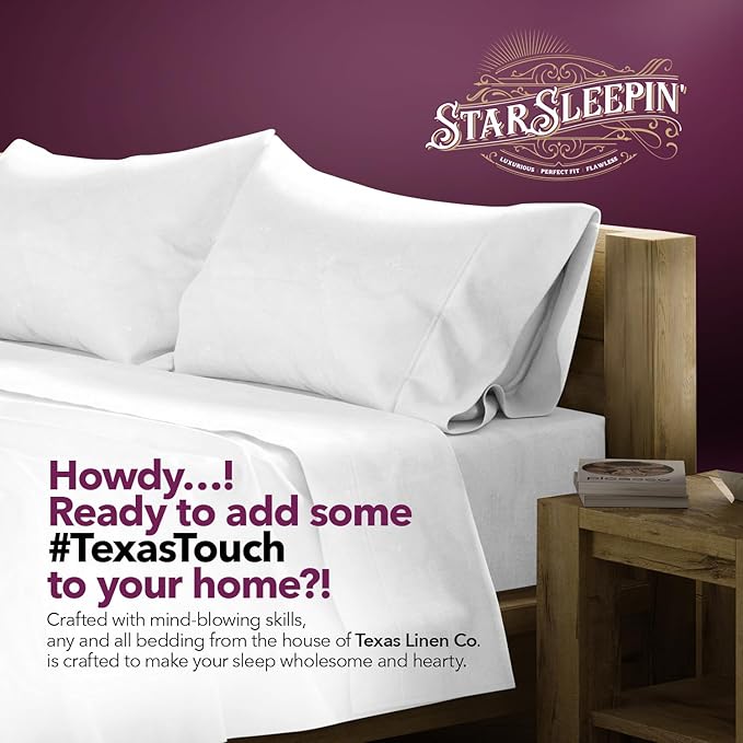 TEXAS LINEN CO. 100% Egyptian Cotton Pillow Cases King Size Set of 4 - Luxury 1200 Series Star Sleepin' Collection Cotton King Pillow Cases (2 Pair, White), Extra Long Staple Sateen Pillowcases