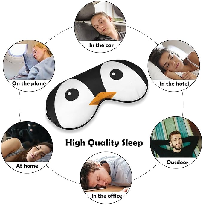 Cute Penguin Face Sleeping Mask Animal Head Sleep Eye Mask Blindfold with Adjustable Strap Soft Eye Mask Sleep for Blocking Out Lights