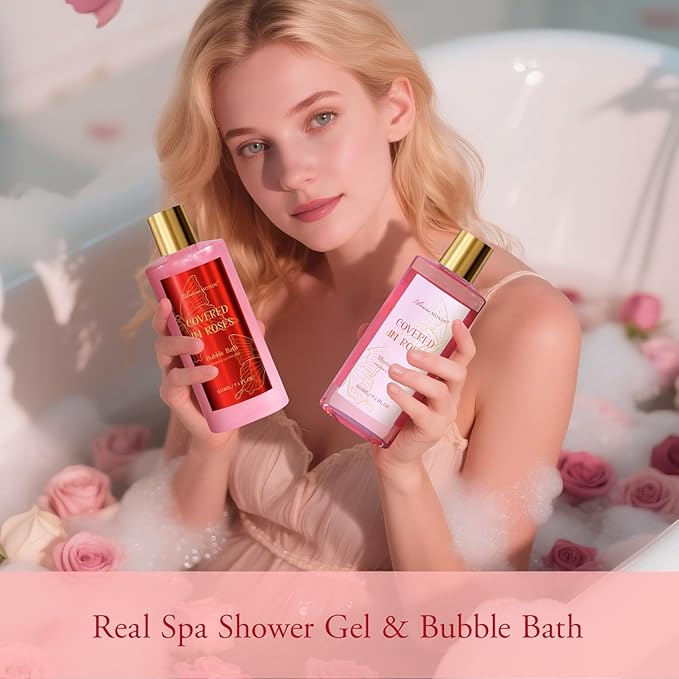 Mothers Day Gifts for Mom,15Pcs Rose Bath and Body Gifts for Women, Relaxing Spa Gift Basket for Her, Mom, Sister, Female Friends, Daughter,Unique Bath Gift Set Idea for Women Who Have Everything