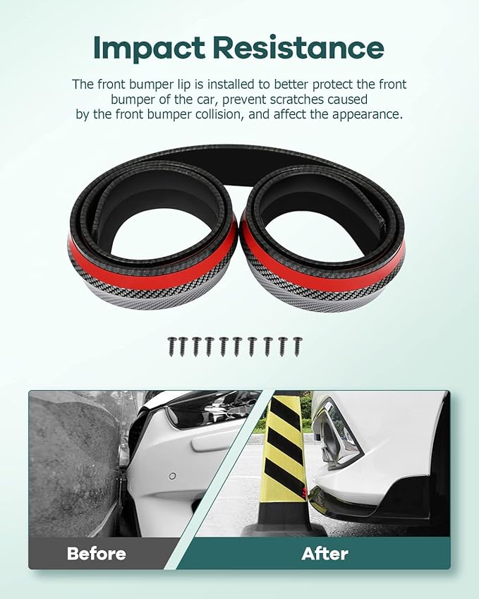 SCITOO BlackUniversal PVC Front Bumper Body Kit Spoiler Chin Spoiler Front Bumper Lip Universal Fits for Most Cars