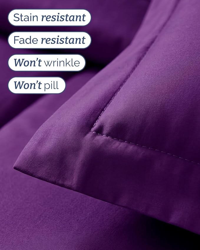 Twin Comforter Set - 5 Piece Bed in a Bag Twin Size Bed Set - Down Alternative Comforter, Flat Sheet, Fitted Sheet, Pillowcase & Sham for All Seasons - Ultra Soft, Cozy, Comfy & Breathable - Purple