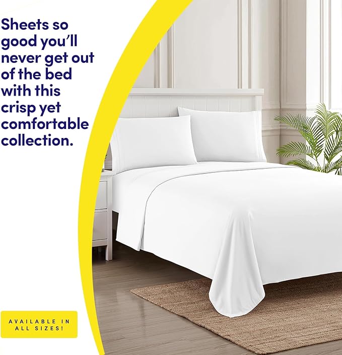1500 Supreme Collection Extra Soft RV Short Queen Sheets Set, White - Luxury Bed Sheets Set with Deep Pocket Wrinkle Free Hypoallergenic Bedding, Over 40 Colors, RV Short Queen Size, White