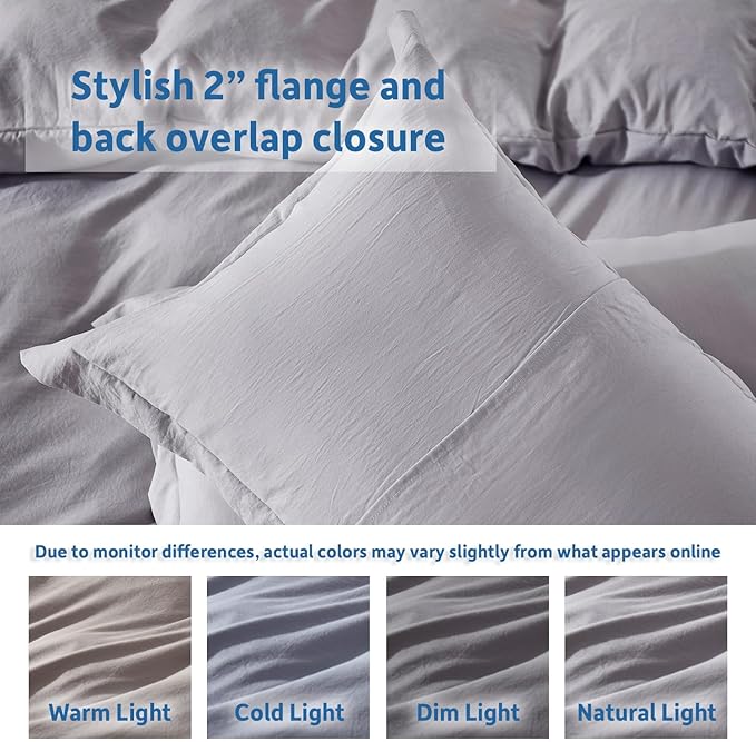 Nestl Grey Lavender Duvet Cover Queen Size - Soft Double Brushed Queen Duvet Cover Set, 3 Piece, with Zipper Closure, 1 Duvet Cover 90x90 inches and 2 Pillow Shams