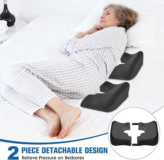 Upgraded Bed Sore Cushions for Butt, Bedsore Pressure Relief Pillow for Sleeping and Sitting,Memory Foam Bed Sore Donut Pillow,Tailbone Pain Relief Cushion for Bed Sores on Buttocks, Black
