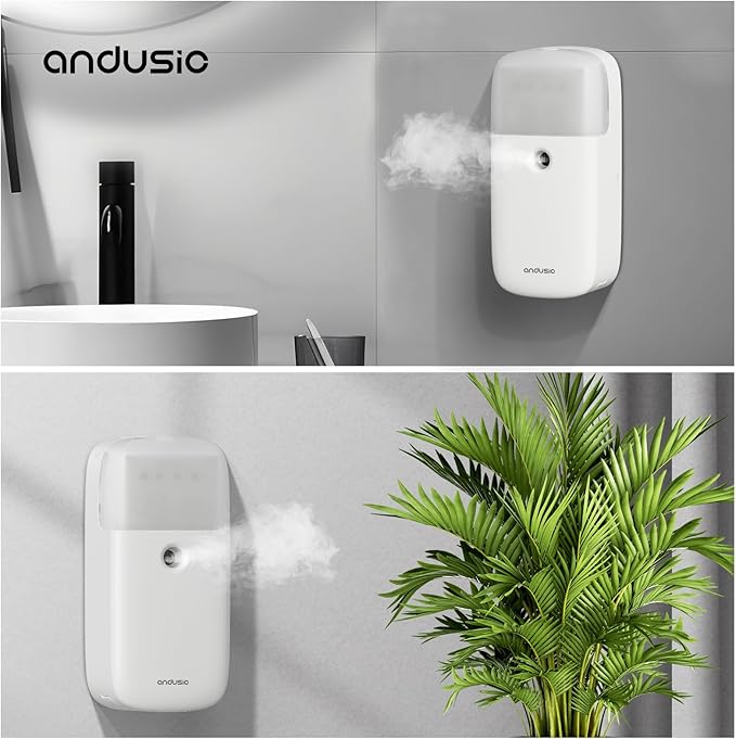 Andusic Smart Waterless Aroma Diffuser 168ml – Wall-Mounted, Silent, Remote-Controlled, Automatic Shutoff, for Home & Office – 200 sq ft Coverage