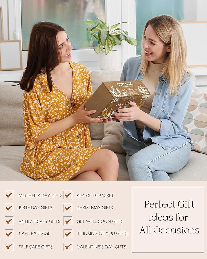 Rose Spa Gift Baskets - Mothers Day Gifts Natural Pampering Spa Set, Self-Care Get Well Soon Basket, Thank You Gifts, Unique 11pcs Gift Set for Women Wife Mom Her Birthday