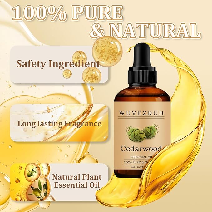 Cedarwood Essential Oil 120ML - 100% Pure and Natural Oils for Aromatherapy Diffuser - 4 Fl Oz/Cedarwood