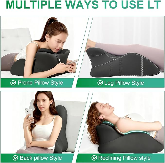 Memory Foam Ergonomic Pillow – Prone Support Orthopedic Pillow for Sleeping, Reading & Back Relief with Removable Cover Body Pillow Suppurt Weights Over 180 Pounds (Midele Size 23*15*9 inch)