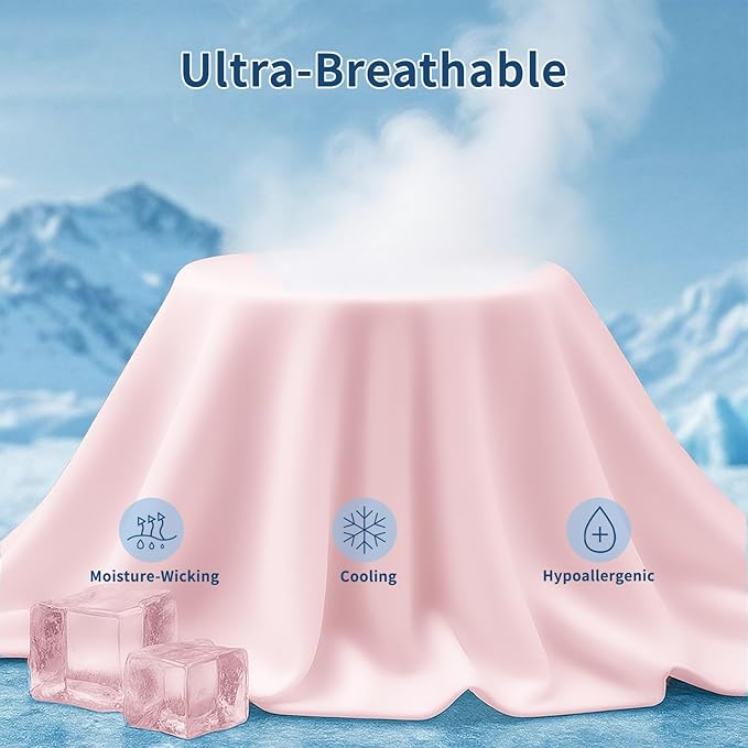 Premium Cooling Pillowcases Standard Size Set of 2 for Hot Sleeper & Night Sweats Beauty Sleep Reduces Wrinkles & Frizz Softer Than Silk Pillow Cover Oeko-TEX Certified Pink Breathable