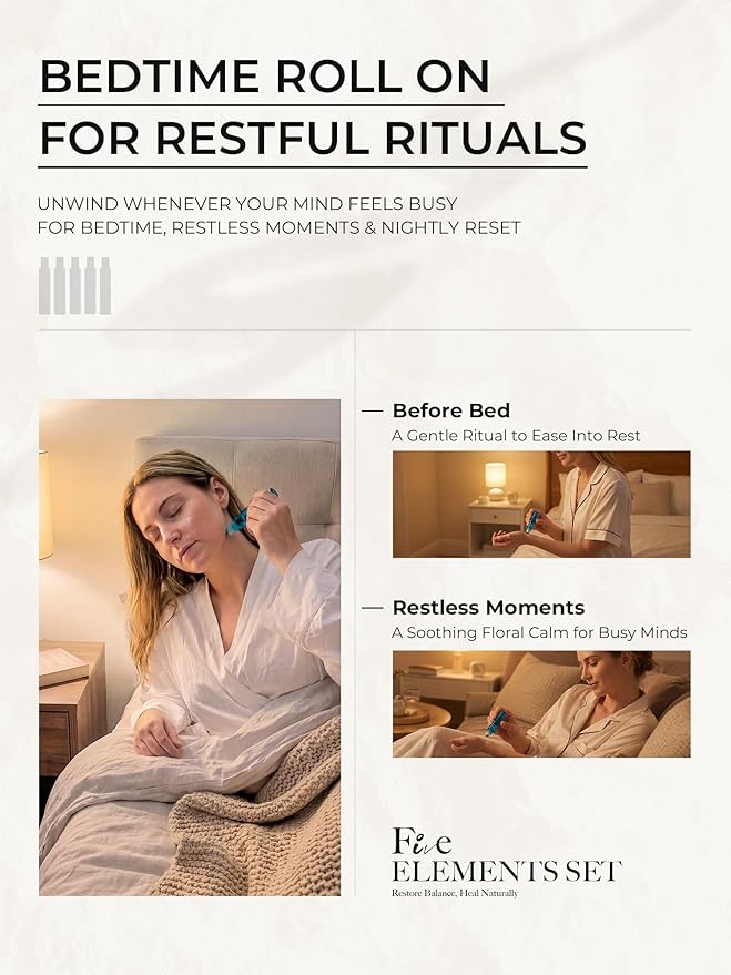 Essential Oil Roll-On Ritual Duo for Warmth & Restful Sleep, Botanical Aromatherapy Gift Set with Fire and Water Blends, 2 x 15ml