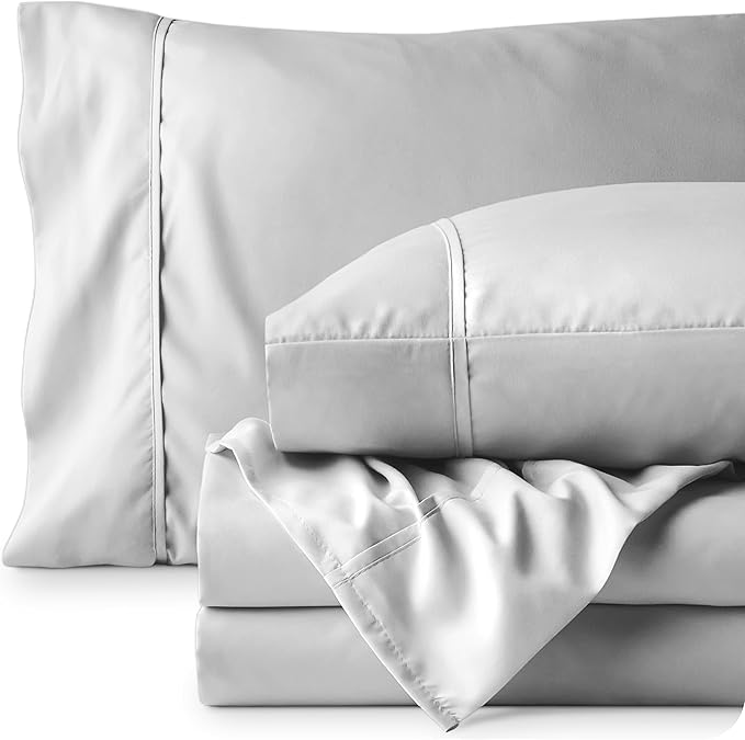 Bare Home King Sheet Set - 1800 Ultra-Soft Microfiber King Bed Sheets - Double Brushed - Deep Pockets - Easy Fit - 4 Piece Set - Bedding Sheets & Pillowcases (King, Cloud Grey)