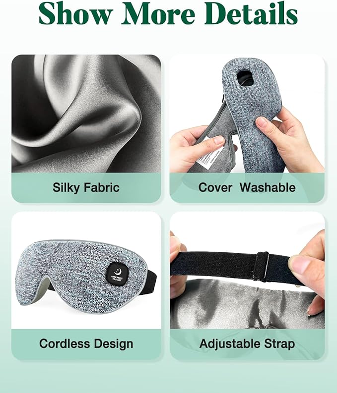 YoanYouth Heated Eye Mask for Dry Eyes, FSA Eligible HSA, Cordless Warm Compress for Eyes, Light Blocking Eye Heating Pad, Styes, Sleep, Cover Washable, Rechargeable, Deep Gray