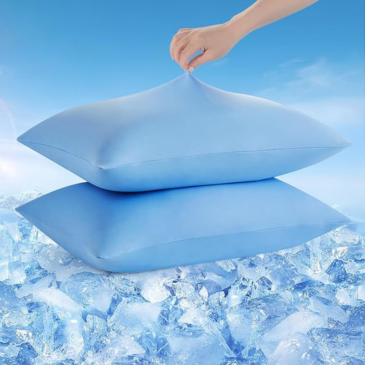 Avolare Cooling Pillow Cases King Size Set of 2,Arc-Chill 3.0(Q-Max>0.5) Cooling Pillowcases for Hot Sleepers,Breathable & Stretchy Fabric,Soft for Hair Skin, Zipper Pillow Cases，Blue