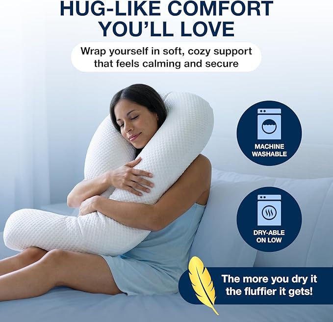 Contour Swan Original Body Pillow | Cozy, Huggable Pillow for Back, Hip, Knee, and Leg Relief | Total Comfort and Support for Side Sleepers | As Seen on TV