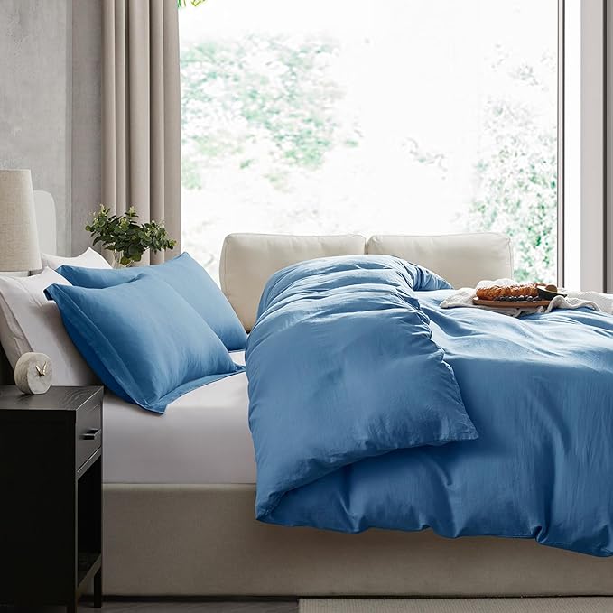 Nestl Blue Heaven Duvet Cover Full Size - Soft Double Brushed Full Size Duvet Cover Set, 3 Piece, with Zipper Closure, 1 Duvet Cover 80x90 inches and 2 Pillow Shams